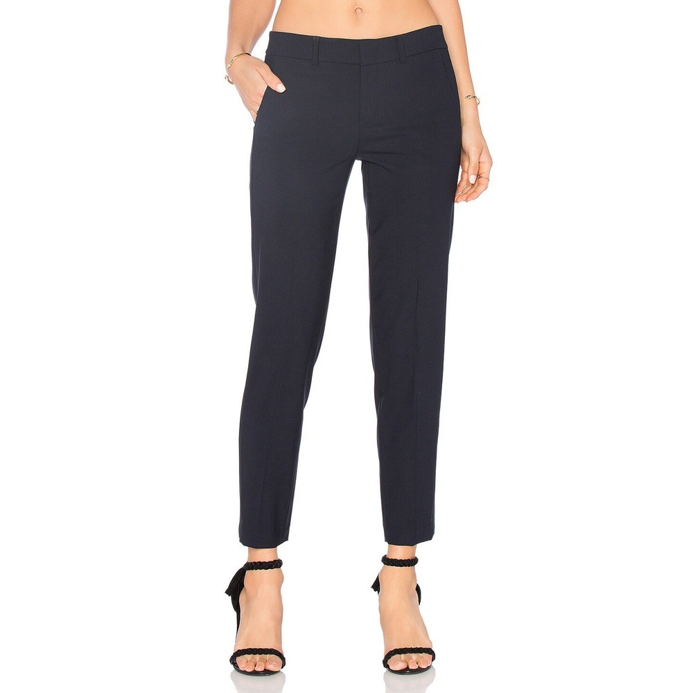 Vince Side Strapping Tailored Wool Pants in Black Size 0